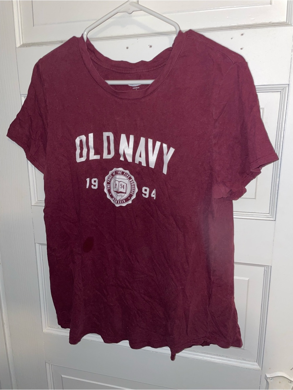 Old Navy Burgundy Crewneck Tee with White Logo